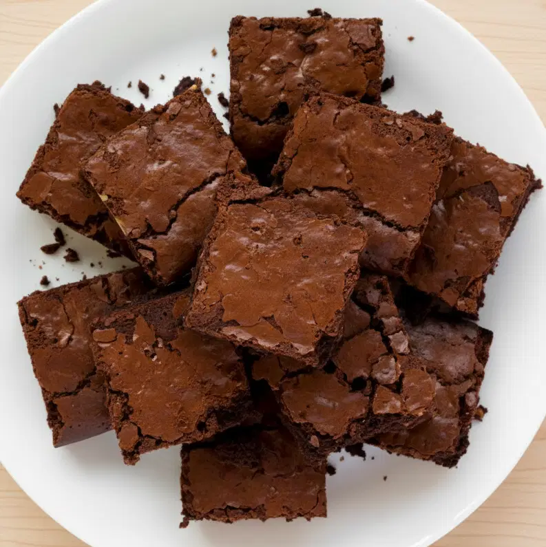 Tray of homemade brownies