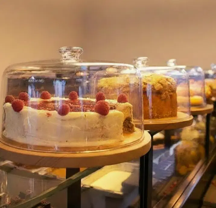 Cakes in the counter display